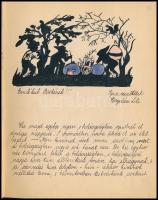 1939-1942 Emlékkönyv számos érdekes írással, számos rajzzal illusztrálva, korabeli illusztrált vászo...