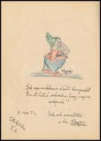 1939-1942 Emlékkönyv számos érdekes írással, számos rajzzal illusztrálva, korabeli illusztrált vászo...