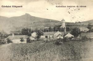 1917 Világos, Siria; katolikus templom és várrom / church, castle ruins