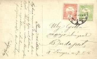 1916 Pozsony, Pressburg, Bratislava; teniszpálya, magyar címer / tennis court with Hungarian coat of...