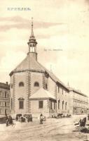 1906 Eperjes, Presov; Ágostai evangélikus templom, babakocsi. Divald / church, baby carriage