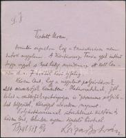 1918 Ládai István (1873-1936) későbbi helyettes igazságügyi népbiztos, majd népbiztos, Köztársasági Tanács tag saját kézzel írt levele, 1918. XI. 6.