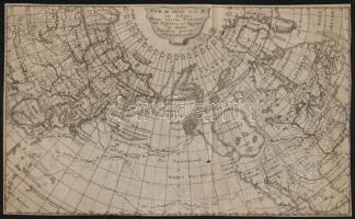 cca 1723 Csendes óceán északi felének térképe, benne Ázsiával és Amerika egy részével, körbevágott, 17x28 cm