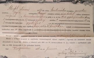 1906 Veszprém, díszes végelbocsátó levél (obsit) gyalogos részére, aki a cs. és. kir. 19. és 17. gya...