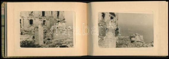 cca 1950-1960 A budai vár újjáépítése, 48 db fekete-fehér fotó, vászon fotóalbumban, 8x5 cm