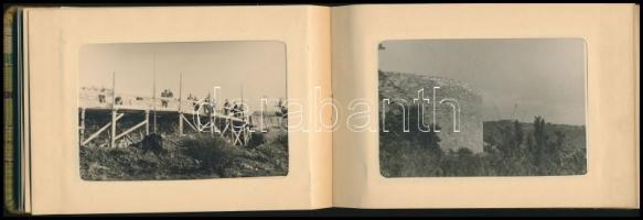 cca 1950-1960 A budai vár újjáépítése, 48 db fekete-fehér fotó, vászon fotóalbumban, 8x5 cm