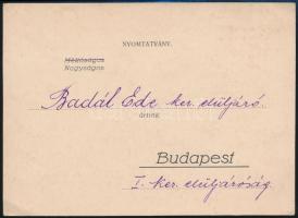 1928 Perczel Béla ezüst vándorserleg céllövő-verseny meghívója, Budapest Székesfőváros I. kerületének Testnevelési Bizottságának rendezésében, Bp., Attila Nyomda Rt., Badál Ede rendező, ker. elöljáró, elnök névre szóló meghívója.