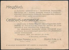 1928 Perczel Béla ezüst vándorserleg céllövő-verseny meghívója, Budapest Székesfőváros I. kerületéne...