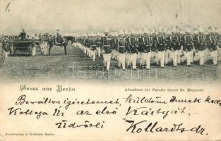 1899 Gruss aus Berlin, Abnahme der Parade durch Sr. Majestat / German military parade in front of the king