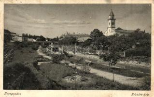 Beregszász, Berehove; Vérke folyó, templom / River Verke, church (Rb)