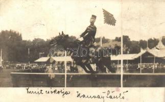 1908 Magyar huszár lóugrató versenyen / Hungarian hussar horse jumping. photo (EK)