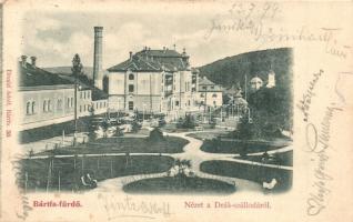 1899 Bártfa-fürdő, Bardejovské Kúpele, Bardiov; Nézet a Deák szállodáról, Erzsébet királyné szálloda. Divald Adolf / hotels (EK)