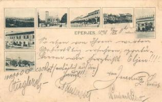 1898 Eperjes, Presov; utcaképek, templom, Rákóczi ház / streets, church, (Rb)