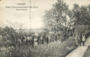 Vasvár, Szent Domonkos rendű női zárda kert részlete növendékekkel (EK)