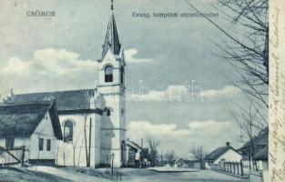 1921 Csömör, Evangélikus templom, utca (EK)