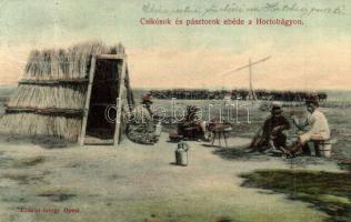 1916 Hortobágy, csikósok és pásztorok ebédje (Rb)