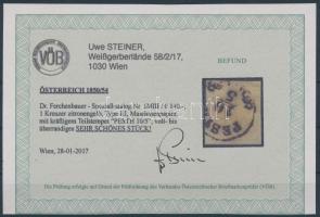 1kr citrine MP III "PESTH" Certificate: Steiner 1kr citromsárga MP III "PESTH" C...