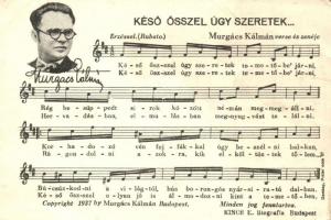 Késő ősszel úgy szeretek... Murgács Kálmán verse és zenéje. Kottás lap / Hungarian music sheet 1961 Állami Népiegyüttes Ünnepi Hete So. Stpl (EK)