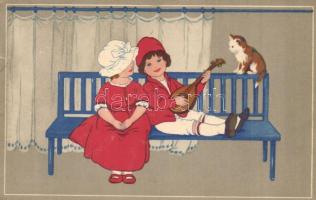 8 db RÉGI kissé ázott motívumlapok, gyerek, üdvözlő / 8 pre-1945 slightly wet damaged motive postcar...