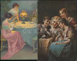 37 db RÉGI hölgy motívumlap / 37 pre-1945 motive postcards; ladies