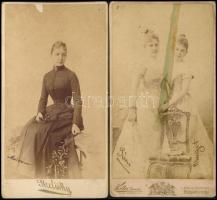 cca 1900 5 db nevesített keményhátú hölgyportré, Majtényi Sári, Zámory Margit, Sárközy Margit, Péchy...