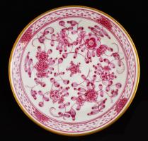 Drezdai porcelán csésze+alj, kézzel festett, jelzett, apró kopásokkal, d: 5 ill. 11,5 cm