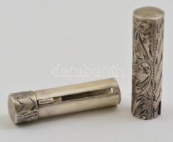 Ezüst(Ag) kihúzható rúzstartó, jelzett, h: 4,5 cm, nettó: 10 g