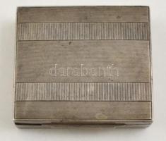 Ezüst(Ag) doboz, fa berakással, jelzett, 9×10×3 cm, bruttó: 166,6 g