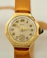 Arany (Au) 14K Edwin női óra, másodpercmutatóval, jelzett, működik, tokon kis sérüléssel, d: 2,2 cm,...