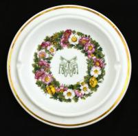 Hotel S. Pietro, Richard-Ginori jubileumi olasz porcelán hamutartó, matricás, jelzett, kopásokkal, d: 18 cm