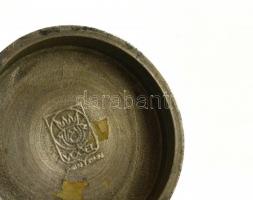 5 db Rein Zinn díszes ón pálinkás pohár, jelzett, m: 5 cm, és 1 db Vogel díszes ón kupa, jelzett, m:...