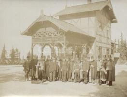 Tátra, Csorbató, Strbské Pleso; Fogaskerekű vasútállomás katonatisztekkel / Zahnradbahn / cogwheel railway station with military officers. photo (non PC)