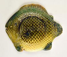 Gránit halas tál, kézzel festett, jelzett, kopásokkal, 24×28 cm