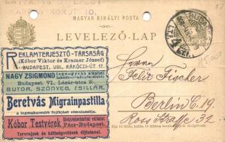 1906 Pécsi és Budapesti üzletek reklámlapja: Strobentz-féle Pacific száraztojás-liszt, Krausz Arnold...