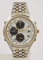 Seiko Chronograph férfi karóra, vízálló, karcolásokkal, elemcserére szorul, d: 4 cm