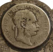 cca 1870-1880 Díszes ezüst (Ag.) övre akasztható kulcstartó Ferenc József 2 Fl érem berakással, ponc...