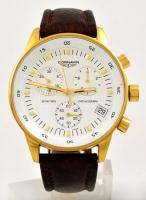 Cornavin Chronograph férfi karóra, bőr szíjjal, elemmel, jótállási jeggyel, működik, d: 4 cm