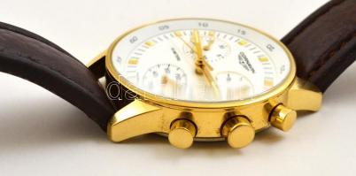 Cornavin Chronograph férfi karóra, bőr szíjjal, elemmel, jótállási jeggyel, működik, d: 4 cm