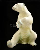 Kerámia jegesmedve, kézzel festett, jelzés nélkül, hibátlan, m: 21,5 cm