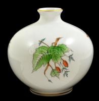 Herendi csipkebogyómintás porcelán váza, kézzel festett, jelzett, hibátlan, m: 9,5 cm