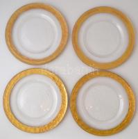 Aranyozott szélű üveg tálak gyümölcs tálalásához, 11 db, szerelékkel