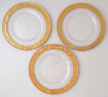 Aranyozott szélű üveg tálak gyümölcs tálalásához, 11 db, szerelékkel