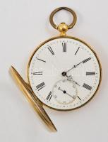 18K arany zsebóra kulcsos szerkezettel. Működő, szerkezettel, szép számlappal, a másodpercmutatót vi...