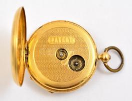 18K arany zsebóra kulcsos szerkezettel. Működő, szerkezettel, szép számlappal, a másodpercmutatót vi...