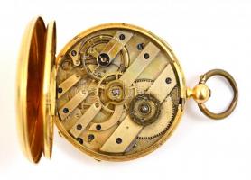 18K arany zsebóra kulcsos szerkezettel. Működő, szerkezettel, szép számlappal, a másodpercmutatót vi...