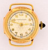 14K arany karóra. Működő, szerkezettel, szép számlappal, köves koronával. / 14 C gold wrist-watch. Works well 9,2 g d:24 mm