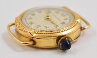 14K arany karóra. Működő, szerkezettel, szép számlappal, köves koronával. / 14 C gold wrist-watch. W...