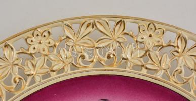 XX. sz. eleje: Josef Steidl Znaim áttört fajansz dísztál, kézzel festett, jelzett, d:38 cm / Fayance...