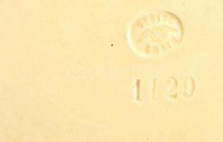 XX. sz. eleje: Josef Steidl Znaim áttört fajansz dísztál, kézzel festett, jelzett, d:38 cm / Fayance...