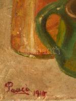 Pancy 1917 (Fábry Karola ?-?) jelzéssel: Konyhaasztali csendélet. Olaj, vászon. 30x45 cm